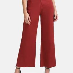 Kazo Women Maroon Flared High-Rise Clean Look Jeans-picture-11