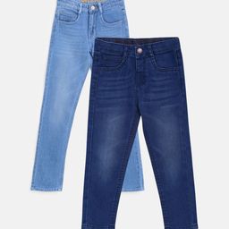 TALES & STORIES Boys Set of 2 Slim Fit Slash Knee Light Fade Stretchable Jeans-image-56