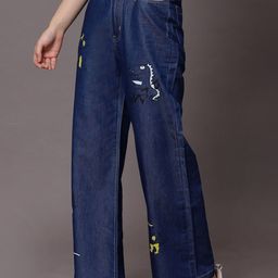 KASSUALLY Women Blue Wide Leg High-Rise Light Fade Jeans-image-68