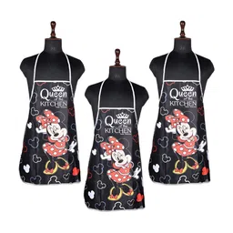 Kuber Industries 3-Pcs Black & White Printed Kitchen Apron-4