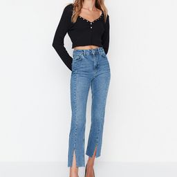 Trendyol Women Blue Light Fade Clean Look Pure Cotton Jeans-image-45