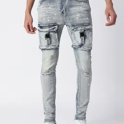 WAIMEA Men Blue Skinny Fit Mildly Distressed Heavy Fade Stretchable Jeans-picture-41
