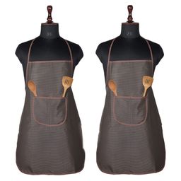 Kuber Industries Pack of 2  Brown & Coffee Printed Aprons  With Center Pocket-6