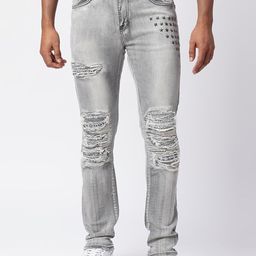 WAIMEA Men Grey Skinny Fit Mildly Distressed Heavy Fade Stretchable Jeans-image-97