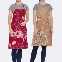 Arrabi Unisex Set Of 2 Multicoloured Printed Aprons-16
