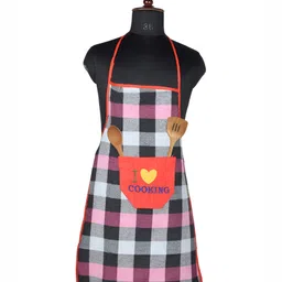 Kuber Industries Grey & Red Cotton Printed Kitchen Apron-image-59