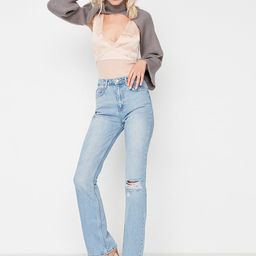 Trendyol Women Blue Slash Knee Jeans-image-70