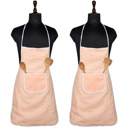 Kuber Industries 2-Pcs Peach-Colored & White Printed Kitchen Apron-13