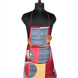 Kuber Industries Red & Grey Printed Kitchen Apron-75