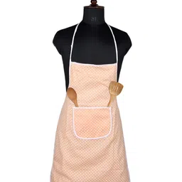 Kuber Industries Peach-Colored & White Printed Kitchen Apron-10