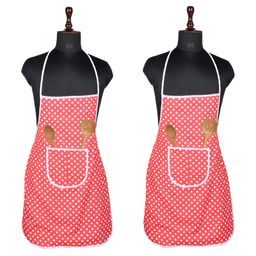 Kuber Industries 2-Pcs Red & White Printed Kitchen Apron-5