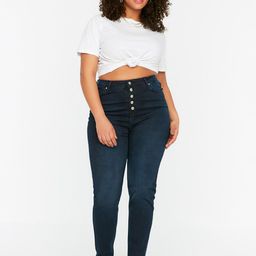 Trendyol Women Blue Low Distress Light Fade Jeans-image-82