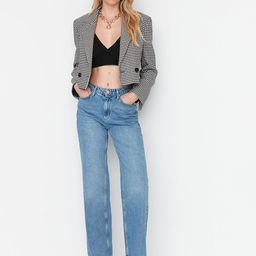 Trendyol Women Blue Pure Cotton Jeans-image-72