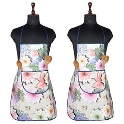 Kuber Industries 2 Pcs Brown Printed Waterproof Kitchen Aprons-38