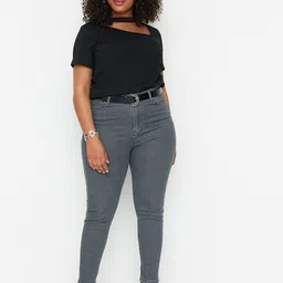 Trendyol Plus Size Women Grey Skinny Fit Jeans-image-35
