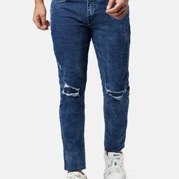 YU by Pantaloons Men Blue Slim Fit Mildly Distressed Light Fade Jeans-image-35