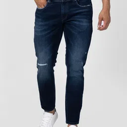 SPYKAR Men Tapered Fit Mildly Distressed Light Fade Stretchable Cotton Jeans-image-61