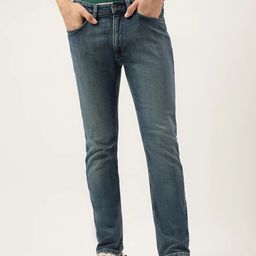 Marks & Spencer Men Blue Straight Fit Low Distress Light Fade Jeans-image-61