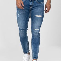 SPYKAR Men Slim Fit Mildly Distressed Heavy Fade Stretchable Cotton Jeans-image-61
