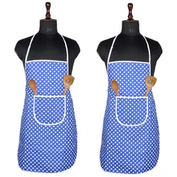 Kuber Industries 2 Pcs Blue Printed Waterproof Kitchen Aprons-46