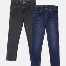 TALES & STORIES Boys Pack of 2 Cotton Slim Fit Low Distress Light Fade Stretchable Jeans-image-5