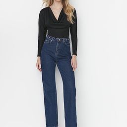 Trendyol Women Navy Blue Cotton Jeans-image-85