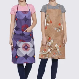 Arrabi Woman Pack of 2 Cotton Blend Apron With 2 Patch Pockets-31