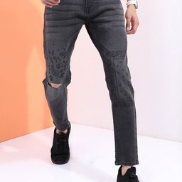 HIGHLANDER Men Skinny Fit Mildly Distressed Light Fade Stretchable Jeans-image-31