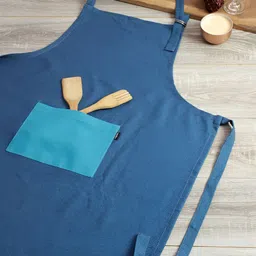 THE CONVERSION Navy Blue & Blue Printed Cotton Apron-image-81