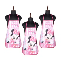 Kuber Industries 3 Pcs Pink Printed Waterproof Kitchen Apron-22