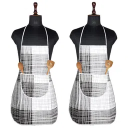 Kuber Industries 2-Pcs Grey & Black Printed Waterproof Apron With Front Pocket-17