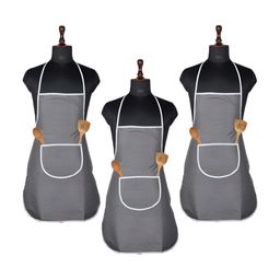 Kuber Industries 3- Pcs Grey PVC Printed Aprons-47
