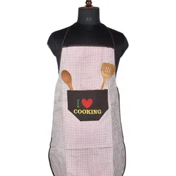 Kuber Industries Brown Checked Waterproof Kitchen Apron-52
