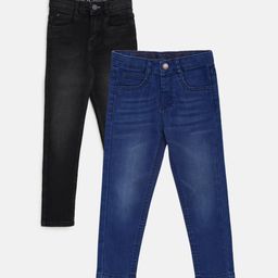 TALES & STORIES Boys Pack of 2 Cotton Slim Fit Light Fade Stretchable Jeans-picture-27
