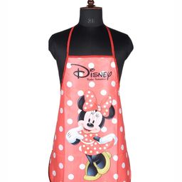 Kuber Industries Red & White Disney Minnie Printed Waterproof Apron-58