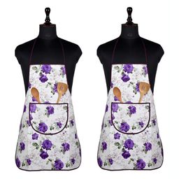 Kuber Industries 2-Pcs White & Purple Printed Kitchen Apron-27