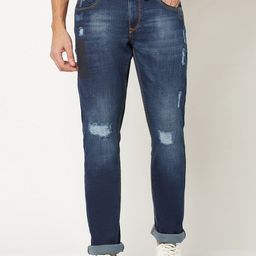 Blue Buddha Men Slim Fit Pure Cotton Mildly Distressed Jeans-image-61