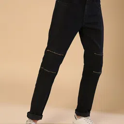 Campus Sutra Men Black Front Zip Stretchable Jeans-image-56