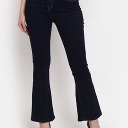 V-Mart Women High Rise Dark Shade Cotton Classic Boot Cut Jeans-image-51