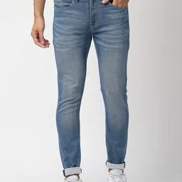 Pepe Jeans Men Blue Tapered Fit Low-Rise Low Distress Heavy Fade Stretchable Jeans-picture-0