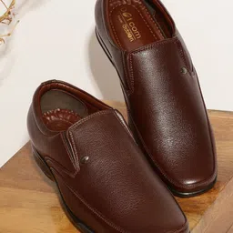 Action Men DOTCOM Square Toe Textured Leather Formal Slip-On Shoes-image-83