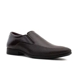 Khadims Men Brown Textured Formal Slip-Ons-picture-23