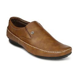 RL Rocklin Men Tan Brown Textured Formal Slip-Ons-image-98