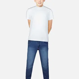 Palm Tree Boys Blue Heavy Fade Mid Rise Jeans-image-32
