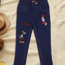 A-Okay Girls Mickey & Minnie Mouse Printed Clean Look High-Rise Jeans-image-62