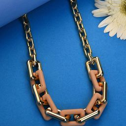 SOHI Gold-Plated & Peach-Coloured Link Chain-12