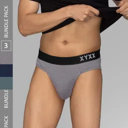 XYXX Mens Solid Pack of 3 Combed Cotton Pace Brief XYBRF3PCKN883-15