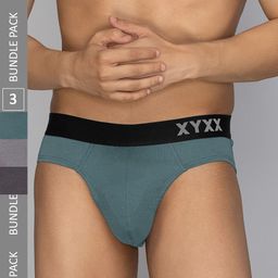 XYXX Mens Solid Pack of 3 Combed Cotton Pace Brief XYBRF3PCKN880-13