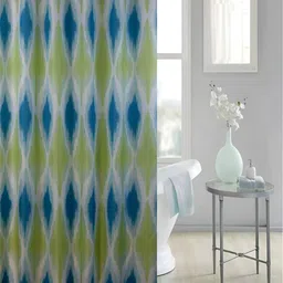 homewards Green & Blue Printed Waterproof Shower Curtains-0