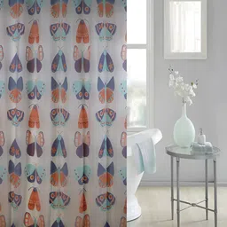 homewards White & Blue Printed Waterproof Shower Curtains-image-34